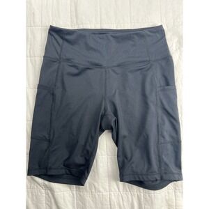 Baleaf Womens Black High Waisted Bike Shorts with Pockets Athletic Workout Sz M